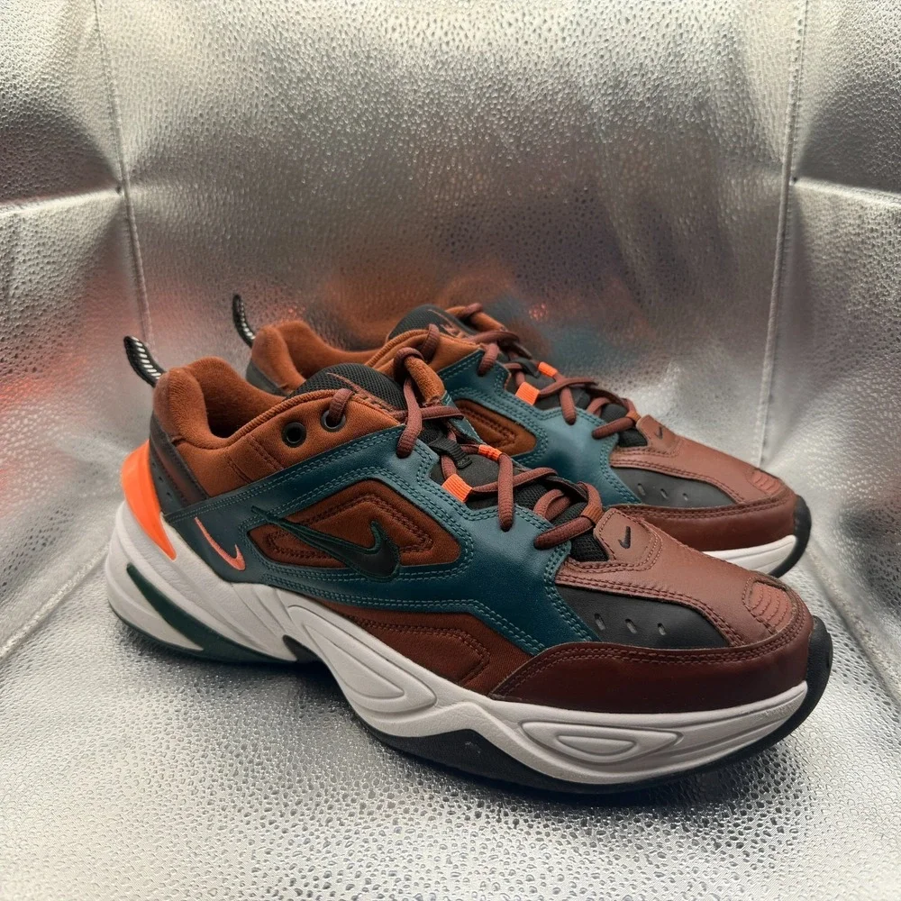 Size 11 Nike‎ M2K Tekno Pueblo Brown Mens Lace-Up Athletic Sneakers AV4789-200